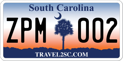 SC license plate ZPM002