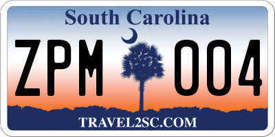 SC license plate ZPM004