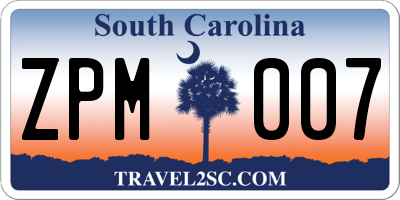 SC license plate ZPM007