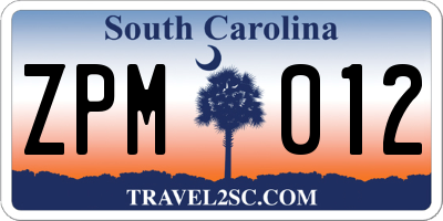 SC license plate ZPM012