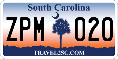 SC license plate ZPM020