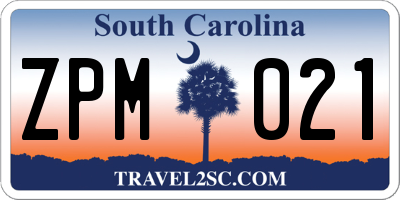 SC license plate ZPM021