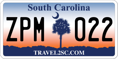SC license plate ZPM022