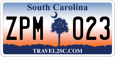 SC license plate ZPM023