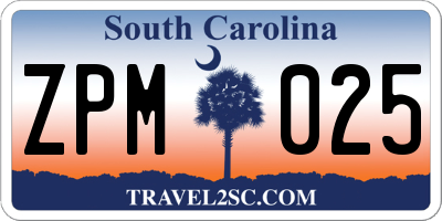 SC license plate ZPM025