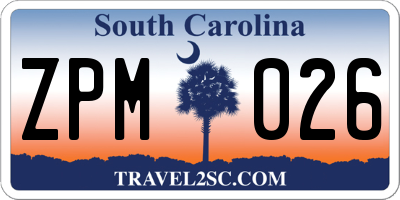 SC license plate ZPM026