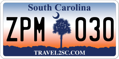 SC license plate ZPM030