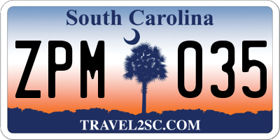 SC license plate ZPM035