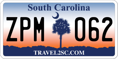 SC license plate ZPM062