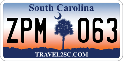 SC license plate ZPM063