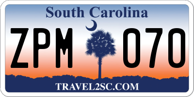 SC license plate ZPM070