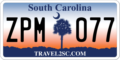 SC license plate ZPM077