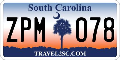 SC license plate ZPM078