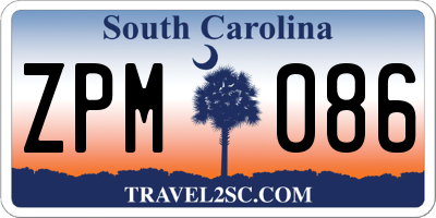 SC license plate ZPM086