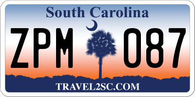SC license plate ZPM087