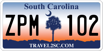SC license plate ZPM102