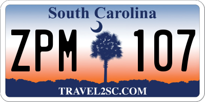 SC license plate ZPM107