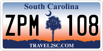 SC license plate ZPM108