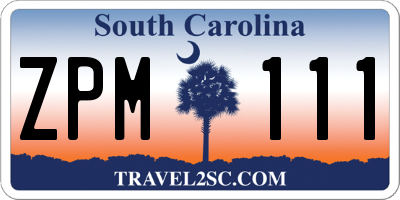SC license plate ZPM111