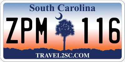 SC license plate ZPM116