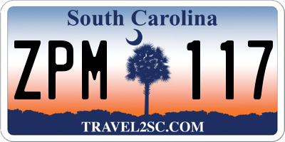 SC license plate ZPM117
