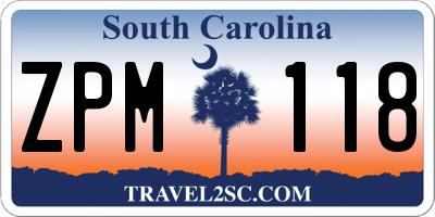 SC license plate ZPM118