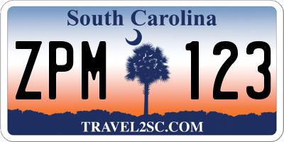 SC license plate ZPM123