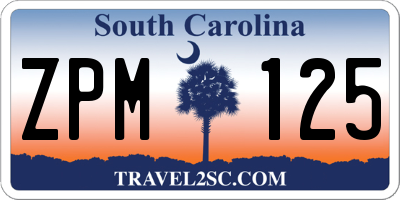 SC license plate ZPM125