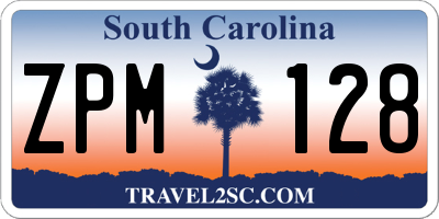 SC license plate ZPM128