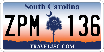SC license plate ZPM136