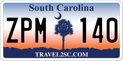 SC license plate ZPM140