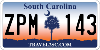 SC license plate ZPM143