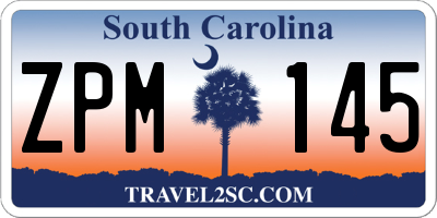 SC license plate ZPM145