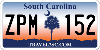 SC license plate ZPM152