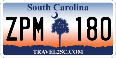 SC license plate ZPM180