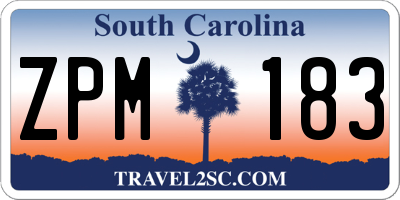 SC license plate ZPM183