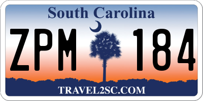 SC license plate ZPM184