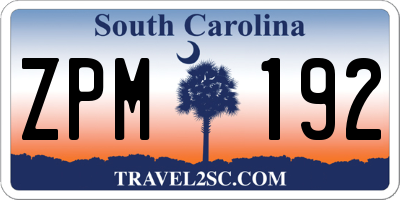 SC license plate ZPM192