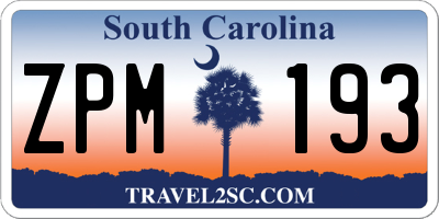 SC license plate ZPM193