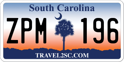 SC license plate ZPM196