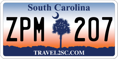 SC license plate ZPM207