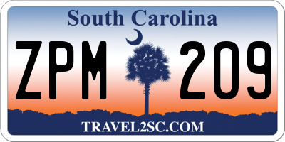 SC license plate ZPM209