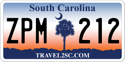SC license plate ZPM212