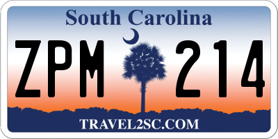 SC license plate ZPM214
