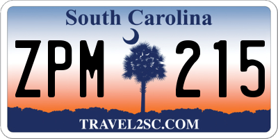 SC license plate ZPM215