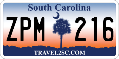 SC license plate ZPM216