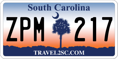 SC license plate ZPM217