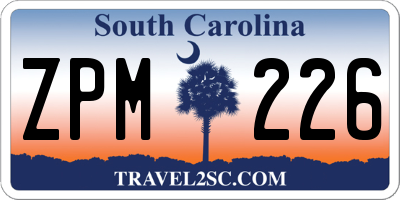 SC license plate ZPM226
