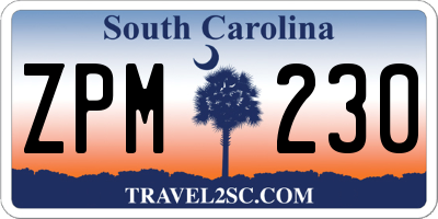 SC license plate ZPM230