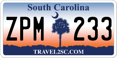SC license plate ZPM233